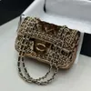 5A Hoge kwaliteit luxe designer tas merk CF Klassieke dames schouder handtas lederen schapenvacht raster fluwelen crossbody mode goud mini portemonnee