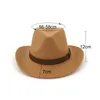 Bérets Vintage Western Cowboy chapeau hommes rétro Bowler Fedora femme noir rouge feutre large bord Jazz casquette Cowgirl Sombrero Hombre