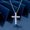 2024 Designer Luxury Brand Jewelry Necklaces v Gold Inlaid Full Diamond Cross Pendant Creative Simple and Small Crowd Collar Chain