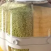 フードジャーキャニスター回転穀物貯蔵箱分離密閉された米バケツ食品グレード家庭豆貯蔵タンク6.5kg食品ディスペンサーL240308