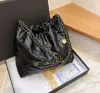Espelho Qualidade Luxo Designers Bag Bucket Bags Bolsa 32cm Saco de Compras Couro Tote Preto Branco Rosa Bolsa Mulheres Corrente De Ouro Bolsa De Ombro