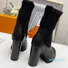 2024 Leather Ankle Boot Women Platform Desert Boots With Collar and Side Panels in Wool Fashion Sock Boot Treaded