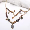 Pendants Vintage High-end Wood Bead Turquoise Pendant Necklace With Bohemian Style Natural Materials Versatile Clothing