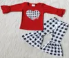 Fashion Baby Girls Designer Clothes Valentines Day Embroidery Girls Boutique Bell Bottom Outfits Whole Children Clothing S2630990