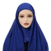 Etnische kleding Chiffon ondersjaal met sjaal Moslim Hijab Tulband Vrouwen Nek Hoofd Cover Hoofddoek Islamitische Sjaals Wrap Hijaabs Sjaals Motorkap