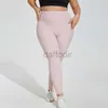 Pantaloni attivi LU Taglie forti Tasche sportive Legging fitness Pantaloni da yoga aderenti elastici a vita alta da corsa all'anca femminile 240308