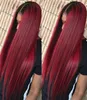 99J Ombre Colored Lace Front Human Hair Wigs Straight Human Hair Wigs Burgundy 44 Lace Wig PrePlucked Remy Hair Pinshair 1301786180