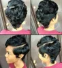Ludzkie włosy Pixie Pixie Peruki dla czarnych kobiet Maszyna wykonana z małej koronki z przodu po stronie Part4763754