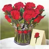 Presentkort Holiday Mothers Day gratulationskort Handhold Bouquet FiveColor 3D Threensional Valentines Blessing Drop Delivery DHKVR