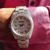 Relógio de pulso masculino Iced Out Moissanite com diamante Hip Hop Rainbow Roman Dial Relógio de pulso automático de luxo