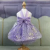Ubrania z odzieży dla psa fioletowa cekinowa sukienka księżniczka kota szczeniaka