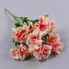 Flores decorativas 10 cabeças cravo artificial decoração de casa multi cor beleza seda flor falsa especial para casamento e festival