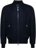 Giacca da uomo firmata Brioni Giacca bomber in lana con zip blu Capispalla primaverile Abbigliamento casual Giacche a maniche lunghe Collo con risvolto