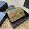 Borse di lana designer spalla da donna sacca da donna 26 cm in paillettes tweed diamante doppio a conchiglia hardware fibbia in metallo in metallo tote tote matelasse borse da campeggio per borse da trucco per borse da trucco