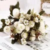 Decorative Flowers Artificial Silk Ancient Bank Lilac Bouquet Home Living Room Decoration Simulation Flower Champagne Red Floral