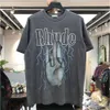 メンズTシャツ特大Tシャツ男性女性高品質の稲妻rhudeイーグルティーヴィンテージトップ半袖襟タグ626