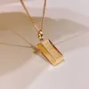 Rich Little Gold Bar Necklace Womens Brick Pendant Fashion and Temperament Transfer Couple Best Friend Gift