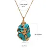 ShinyGem – collier avec pendentif Turquoise baroque, fil d'or galvanisé 14K, fait à la main, forme indéfinie, à la mode