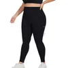 Pantaloni attivi LU Taglie forti Tasche sportive Legging fitness Pantaloni da yoga aderenti elastici a vita alta da corsa all'anca femminile 240308