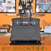 Genuine Leather Handbag L Togo Leather Handmade Hand Honey Wax Thread Grade Calf Leather High-end Black Gold Buckle H30