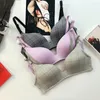 BRAS JAPANSKA Ultra Thin No Trace Underwire Bekväm samling Plaid Lätt tjejbh underkläderuppsättning