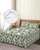 Jupe de lit à motif Floral, couvre-lit élastique avec taies d'oreiller, housse de protection, ensemble de literie, drap