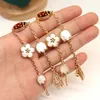 V bracelet Small ladybug five flower bracelet women ins light luxury 18K thick gold plated double-sided natural white fritillary Carnelian hand ornament