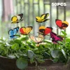Dekoracje ogrodowe 50pcs kwiat doniczki na patio wewnętrzne wodoodporne pvc rzemiosło na zewnątrz sztuczny na patykach wystrój kolorowe stawki motyli