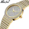 MISSFOX Top Brand Unique Watch Men 7mm Ultra Thin 30M Water Resistant Iced Out Round Expensive 34mm Slim Wrist Man Women Watch 210225n