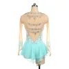 Robes de patinage artistique, Costume de compétition personnalisé, jupe de glace pour filles, femmes, enfants, gymnastique, bleu clair brillant