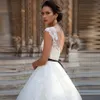 Vestido De Novia Свадебное платье трапециевидной формы с иллюзией декольте Casamento Кружевные свадебные платья Сексуальная спинка с черным поясом и аппликациями Свадебное платье