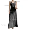 New halter dress V-neck silk print Slim sexy long skirt 190