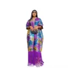 여성용 아프리카 드레스 TASSELS 패션 부루 Dashiki Ankara 의상 이브닝 가운 Abayas 인쇄 Kaftan Robe 240226