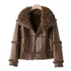 Sheep Curly And Integrated Splicing Rabbit Hair 2023 New Winter Short Motorcycle Haining Fur Coat For Women 537727