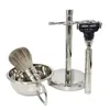 Badger Hair Beard Cleaning Shaving Brush Foaming Soap Bowl Set 4-Piece Razor Tool Kit for Men 240228