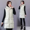 Gilet da donna 6XL Gilet invernale caldo Donna Slim Moda Gilet lungo Solid Studenti Giacca con cappuccio Cappotto senza maniche Abbigliamento da neve