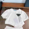 Brand kids tracksuits Irregular cropping baby T-shirt set Size 110-160 CM Summer girls two-piece set t shirt and shorts 24Mar