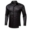 Herren-Freizeithemden, Herren-Freizeithemden, Luxus-Seide für Männer, Satin, Schwarz, einfarbig, langärmelig, Slim-Fit, reguläre männliche Bluse, formelle Tops, Bar, Dhkb6