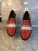 Casual skor röd vit strass loafers oxford runway look stil män lyxklänning rund tå bröllop för man