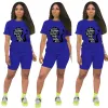 Capris Two Piece Sets Womens Outifits Oneck Pullover短袖Tshirtカジュアルトラックスーツレギンパンツ女性ショートセット