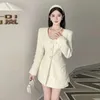 Herfst En Winter Temperament Socialite Stijl Lange Mouw Taille Jas Vrouwen Hoge Taille Afslanken Rok Pak Tweedelige Set 240305