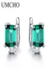 Ear Cuff Umcho Solid 925 Sterling Silver Clip Earrings for Women Luxury Emerald Green Gemstone Jewelry Princess Cut May Birthstone1307241