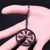 Keychains Viking Vegvisir Compass Necklace Men rostfritt stål nordiska runor Odin Keyrings Celts Ethnic Jewelry Llavero Hombre K3048S05