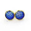 Stud Fashion Gold Color Handmade 12Mm Druzy Drusy Resin Mermaid Fish Scale Pattern Women Earrings Drop Delivery Jewelry Dhsug Dhibq