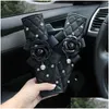 Cuscini di seduta Nuovo Fiore di Camelia Nero Perla Accessori per auto Strass di cristallo Decorazione interna Volante in pelle Er Seat Pi Dh9Qm