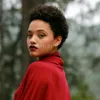 Siyah Kadınlar İçin İnsan Saçlı Peruk Perulu Kısa Afro Kinky Kıvırcık Makine Yapımlı Dantel Ön Peruk Bangs4787233