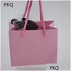 Confezione regalo 50 pezzi 3 dimensioni regalo bianco con manico sacchetto di carta kraft nero / marrone per confezionare piccoli gioielli rosa regalo per feste 210323 Drop Dhli3