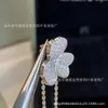 Designer Necklace VanCF Necklace Luxury Diamond Agate 18k Gold Clover Full Diamond Necklace Precision Plated Thick Gold Red Style