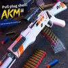 Arma brinquedos akm shell jogando bala macia arma de brinquedo comendo frango modelo meninos arma para atirar ao ar livre combate arma paintball 240307