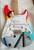 Custom Shop EricClapton Crash Rainbow Crashocaster Over the Rainbow Chitarra elettrica Lavoro manuale Chitarre cinesi dipinte Manico in acero Dot Inlay Pickup single coil